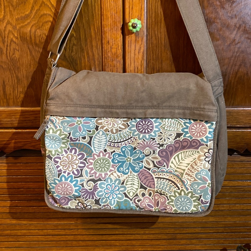 BONGO Floral Laptop Bag - Brown and Multicolor